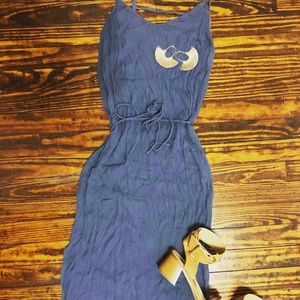 Blue mid length dress with strappy back